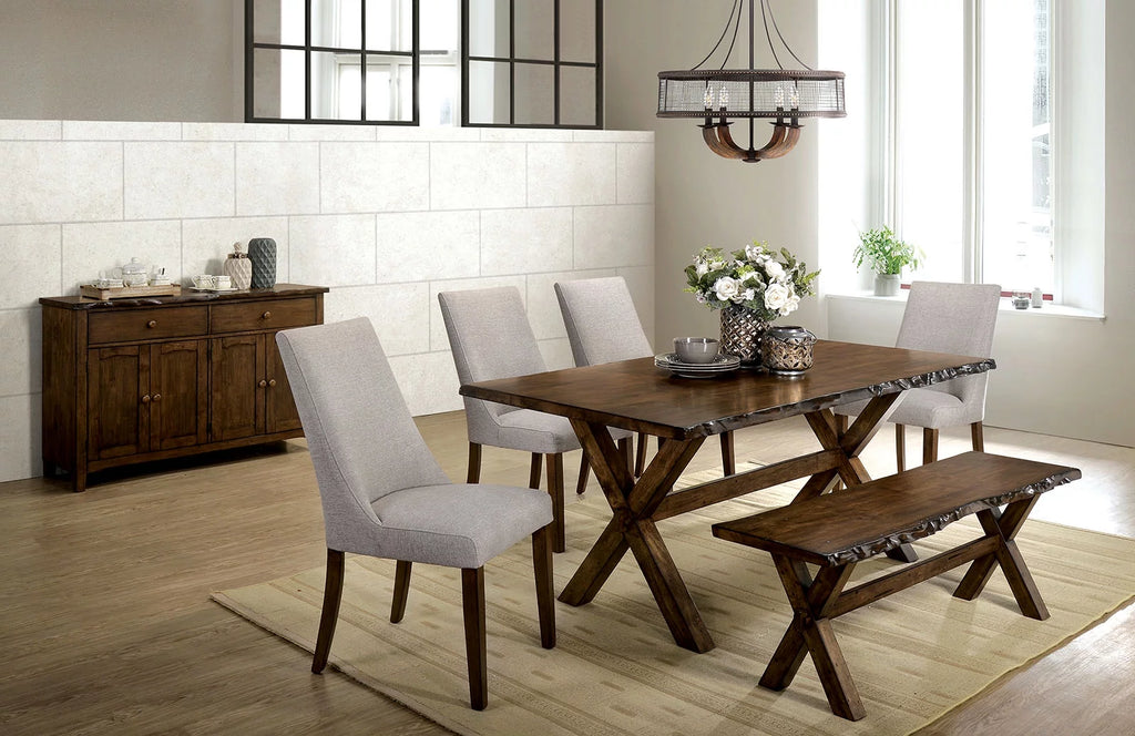 Solid Wood Rectangular Dining Table with Trestle Base B50431