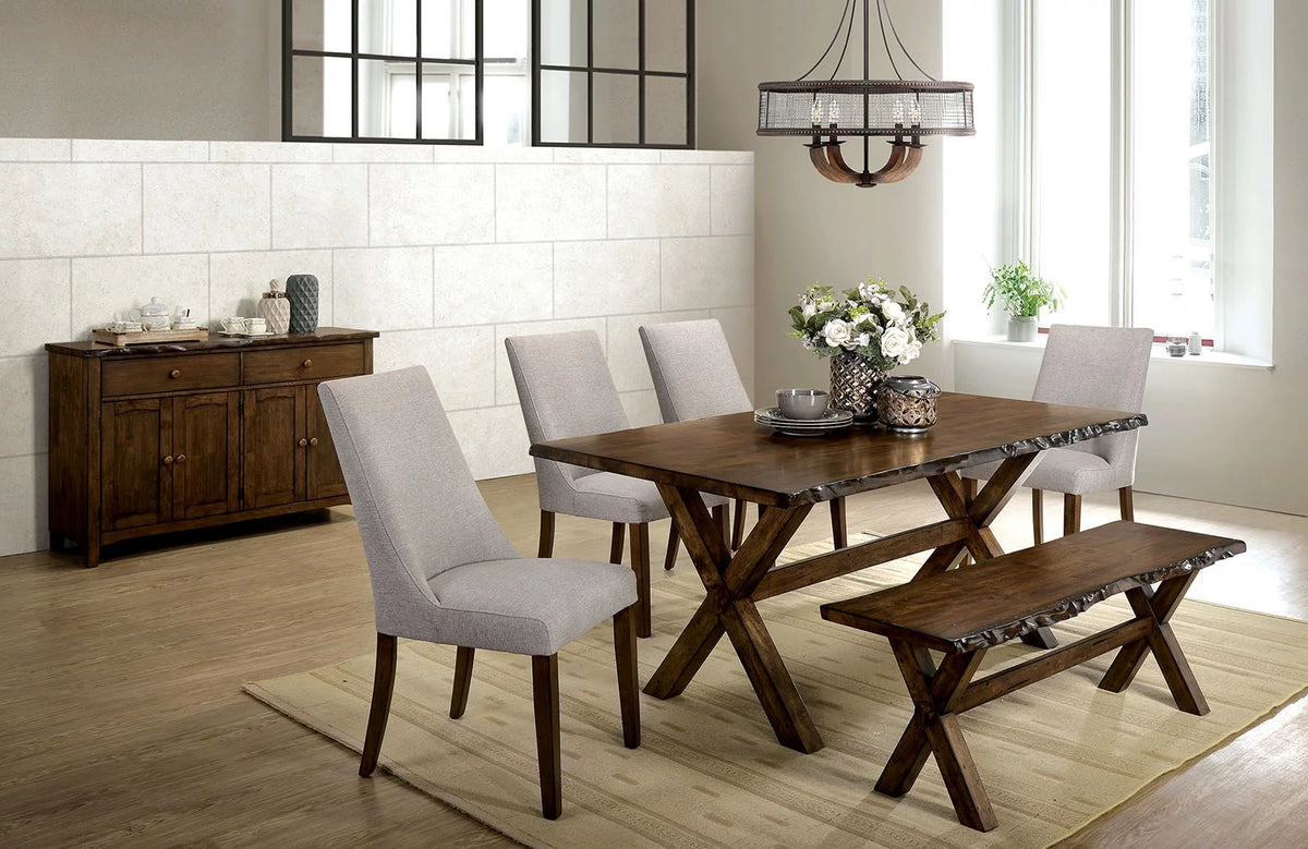 Solid Wood Rectangular Dining Table with Trestle Base B50431