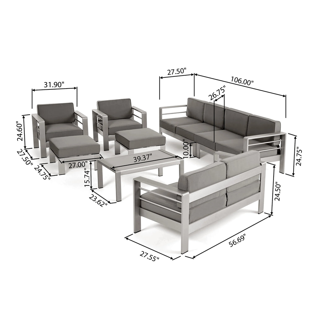 8-Seater Aluminum Sectional Sofa Set S44285