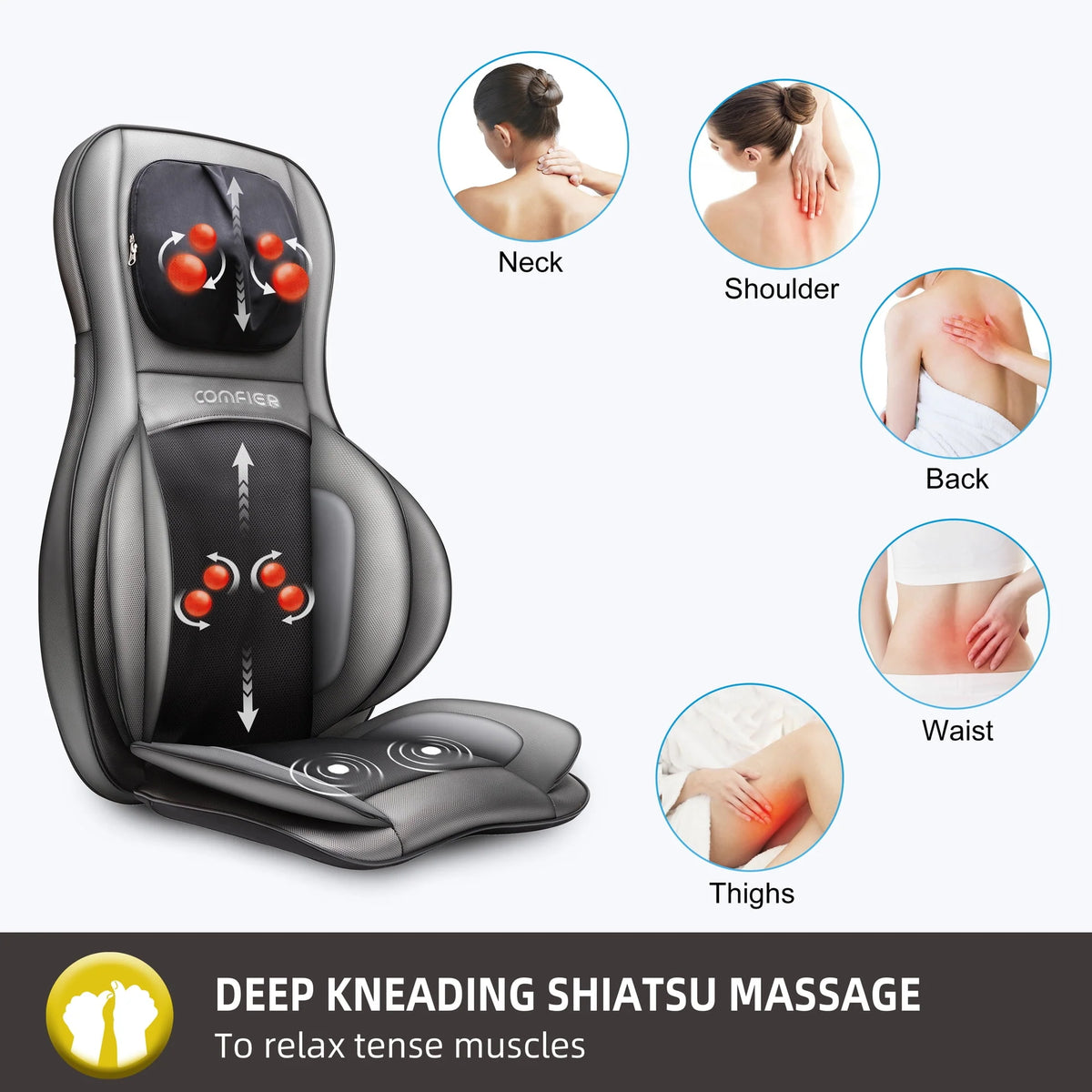 Black Shiatsu Massage Chair Pad M555