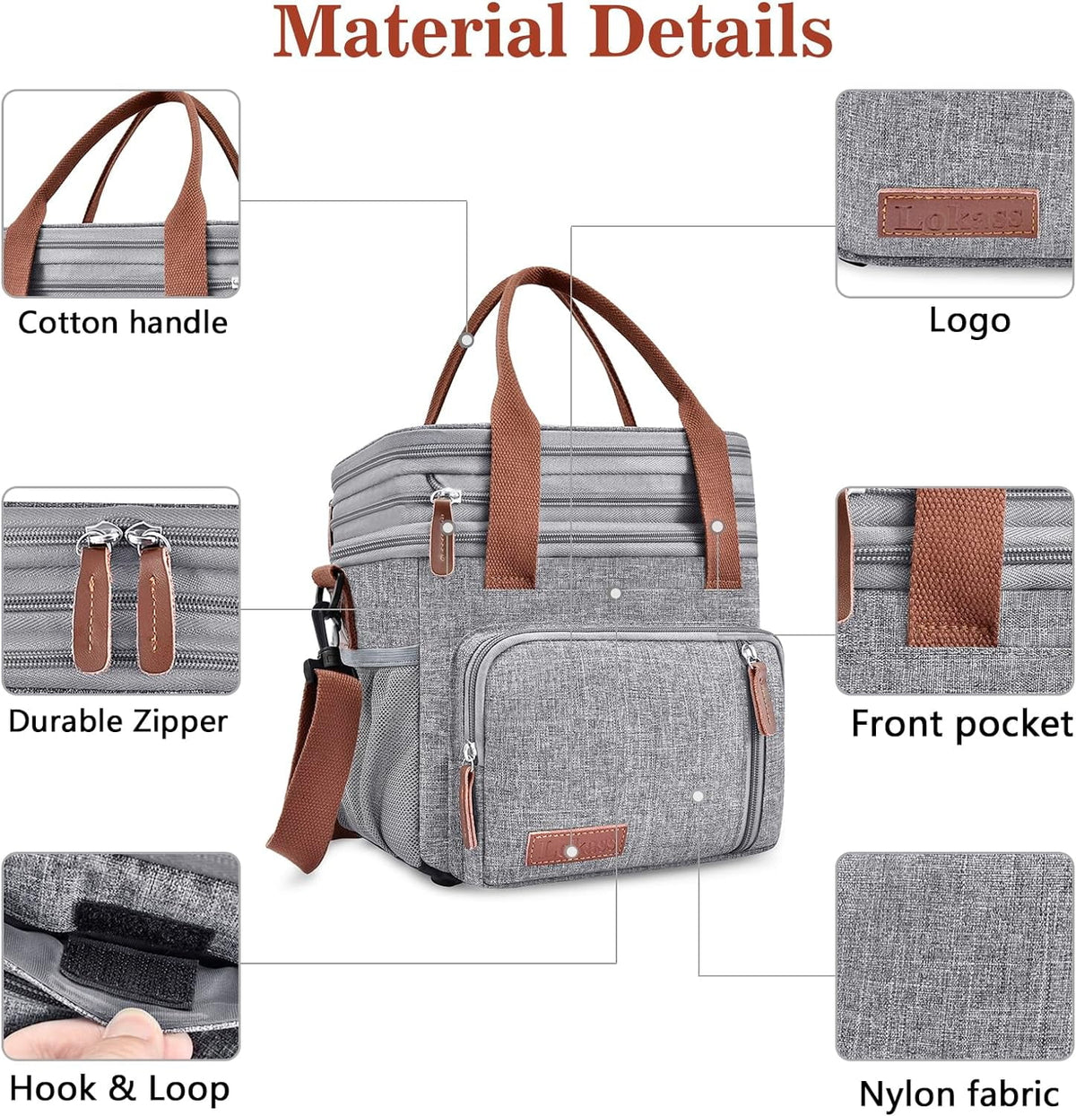 Gray Leakproof Insulated Lunch Cooler Bag R478