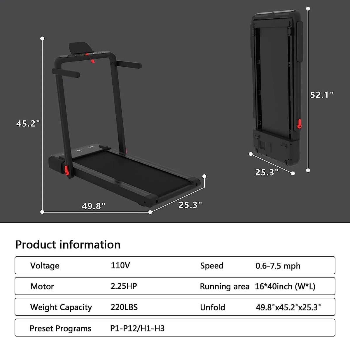 2 in 1 Folding Portable Under Desk Treadmill W567