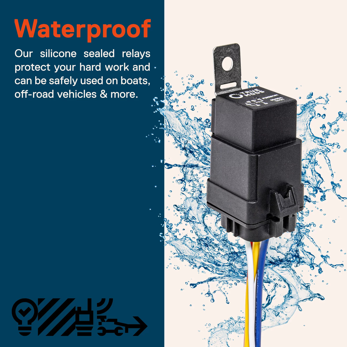 5 Pack 12V Waterproof Relay Kit 60/80 Amp M18233