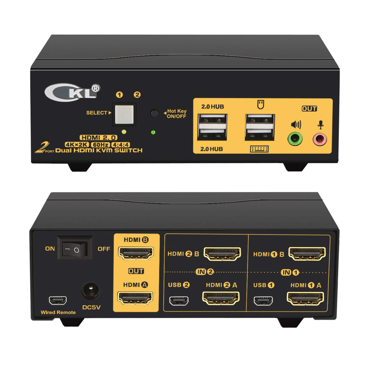 2 Port KVM Switch Dual Monitor HDMI 4K 60Hz with Cables N2147