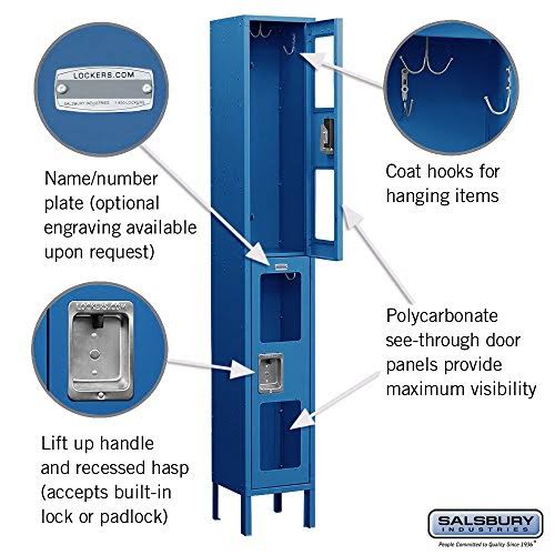 Blue See-Through Metal Locker, Double Tier, 1 Wide, Unassembled N155