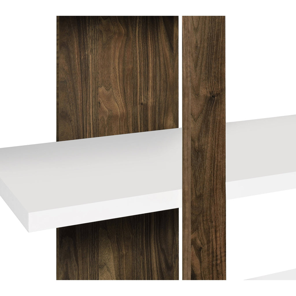 Aged Walnut/White 4-Shelf Bookcase E8893