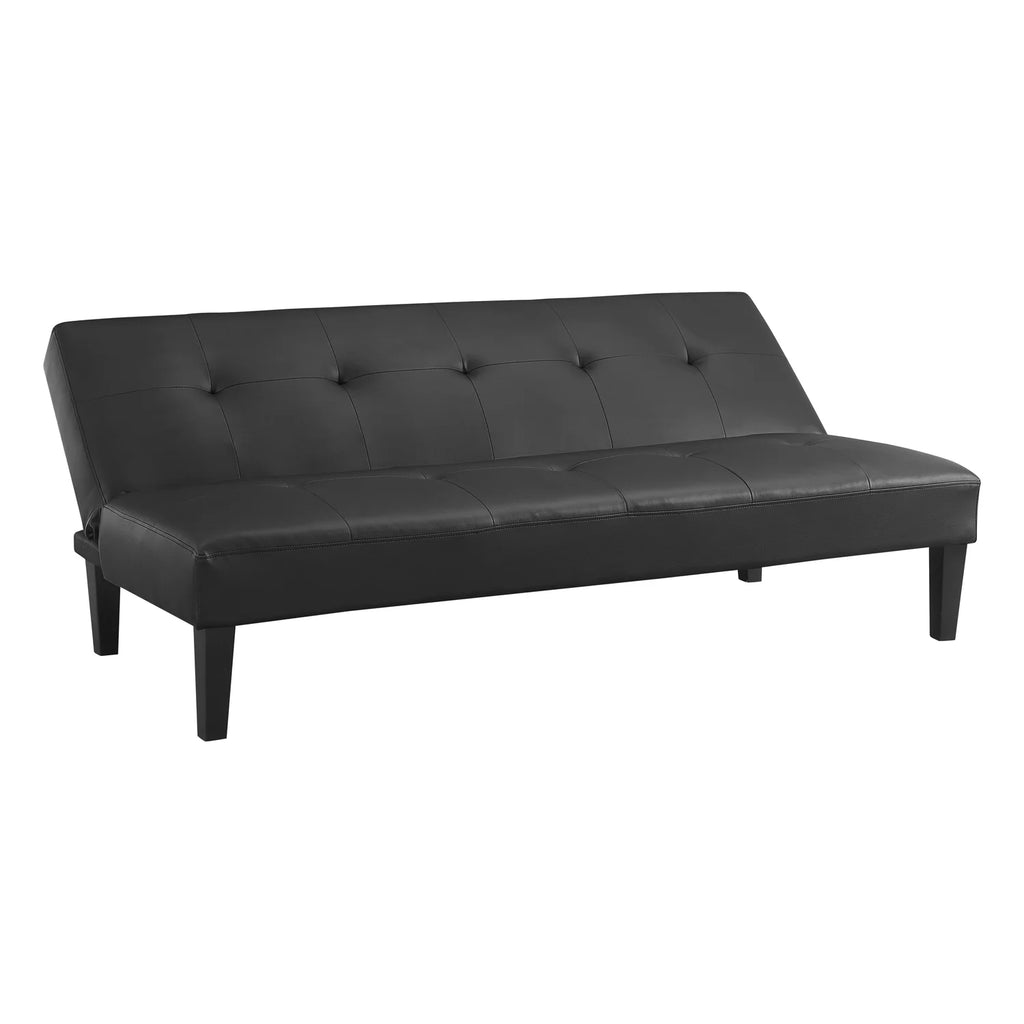 Black Faux Leather Convertible Futon Sofa Bed P462650