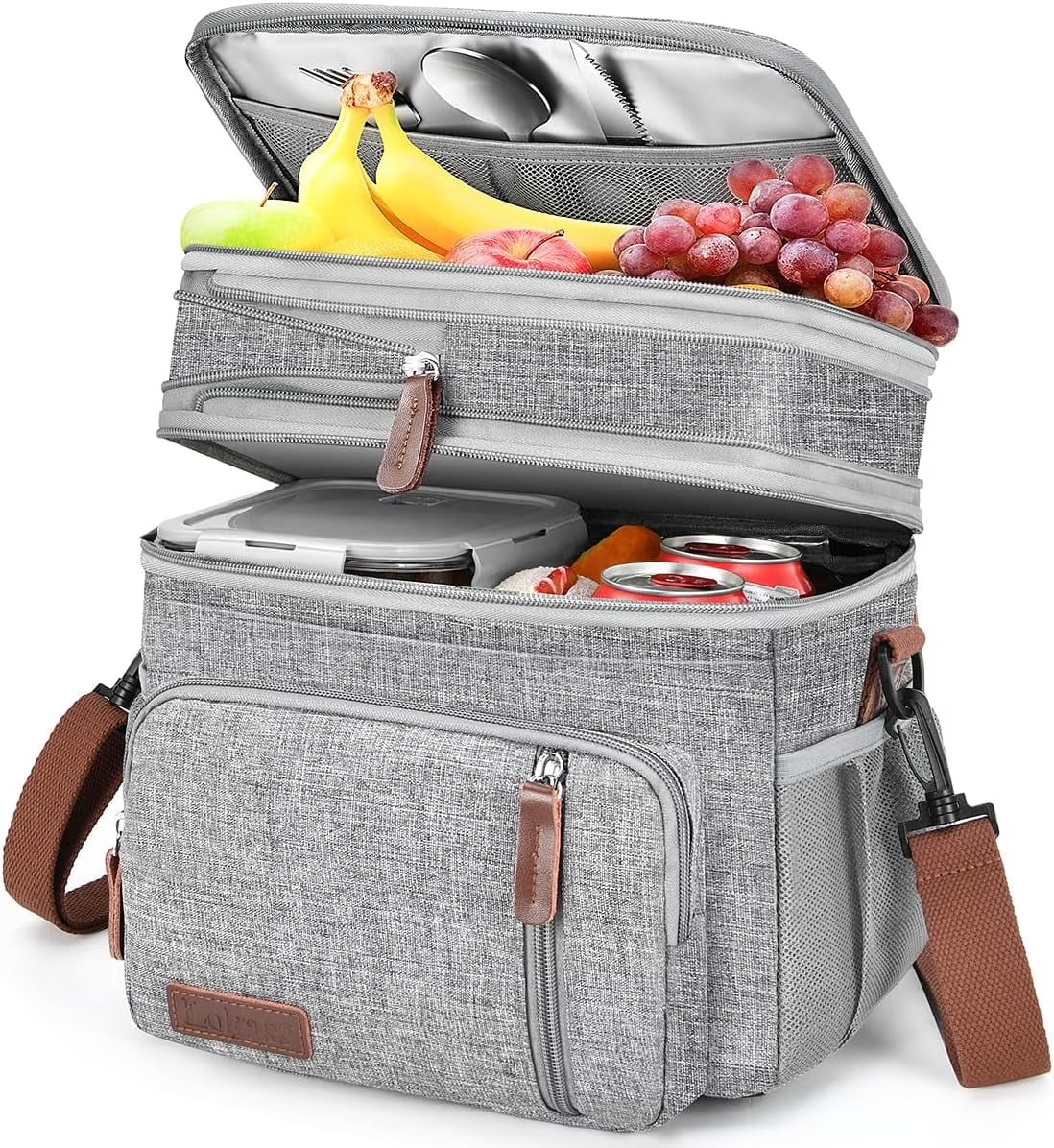 Gray Leakproof Insulated Lunch Cooler Bag R478