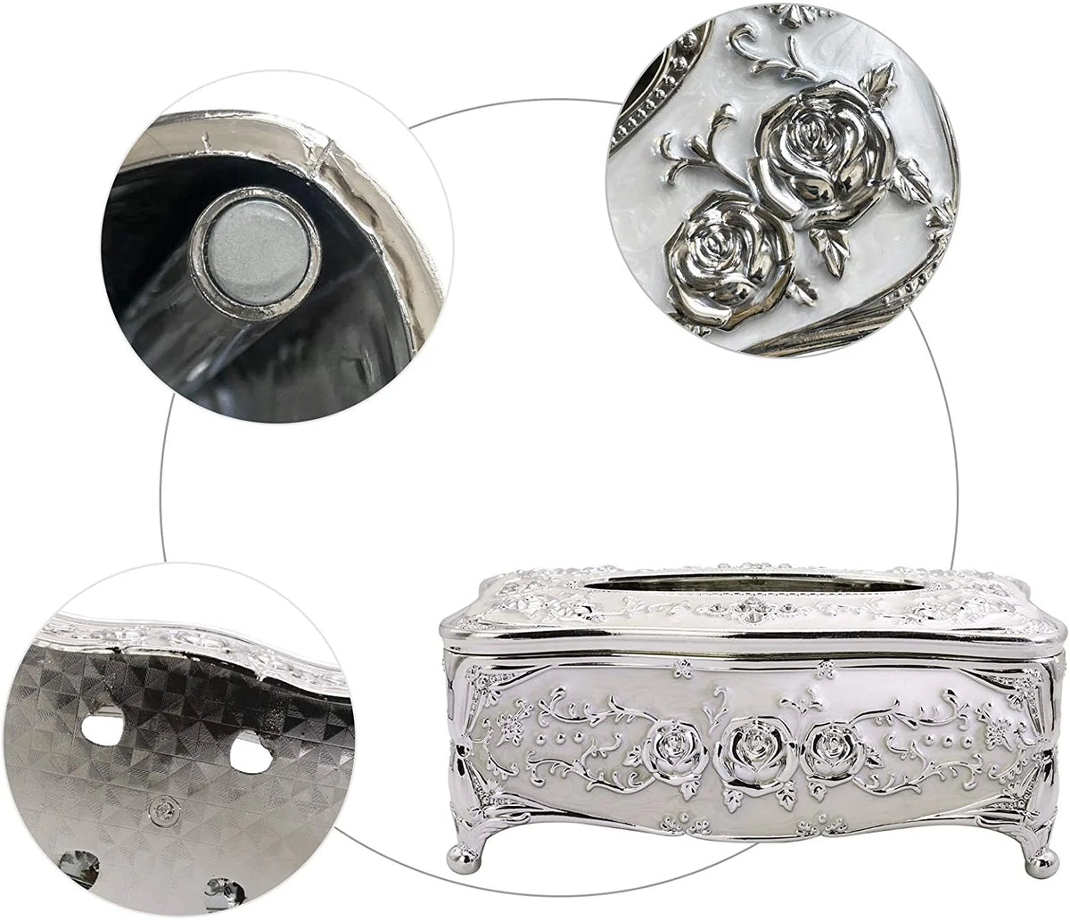 Silver Plastic Tissue Box Holder Cover Q144891