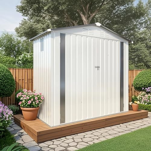 5'x3' Gray Metal Outdoor Storage Shed with Windows and Lockable Door V281879