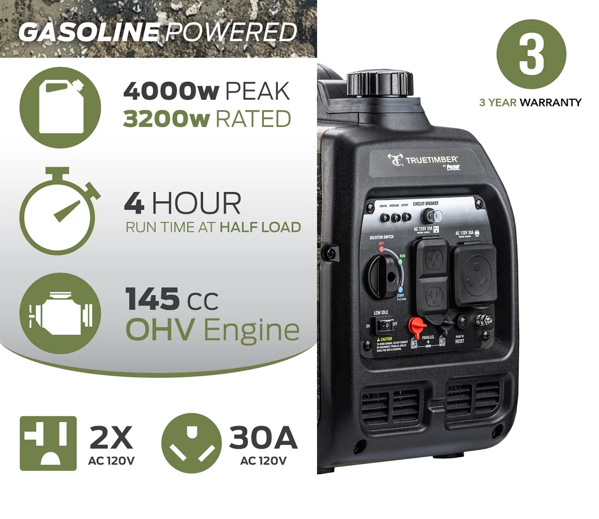 4000-Watt Gasoline Powered Inverter Generator F685122