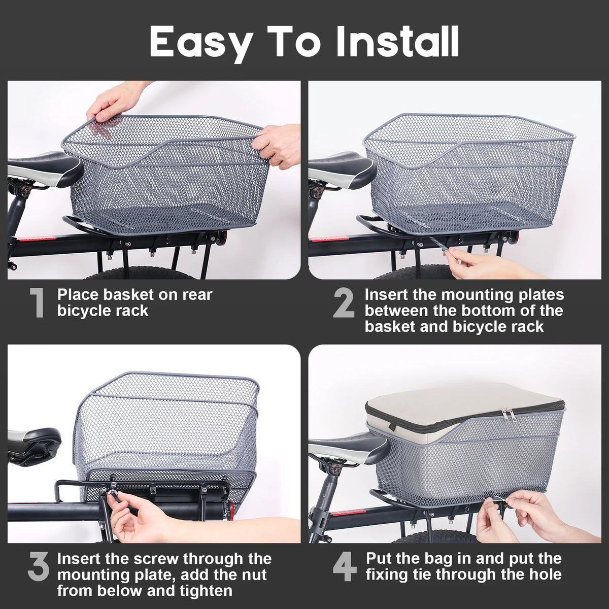 Bicycle Basket with Rear Bike Rainproof Cover O40547