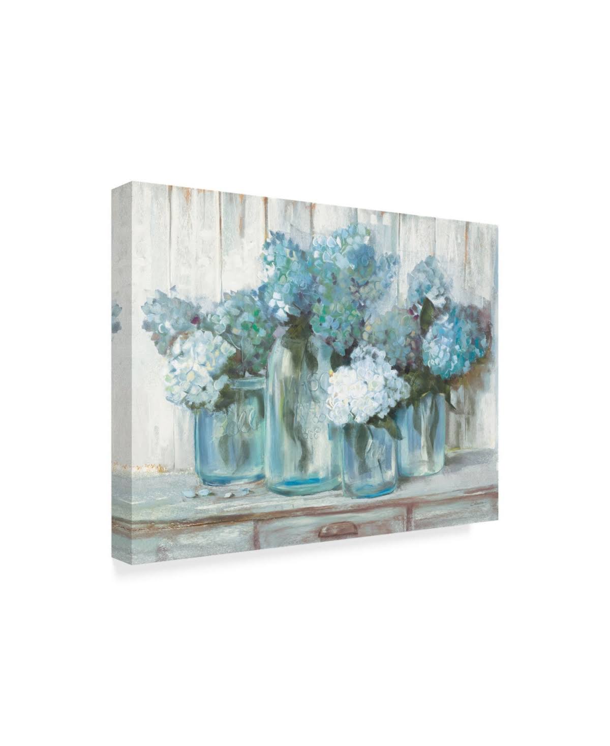 Blue Hydrangeas in Glass Jars, 35x47 W38903