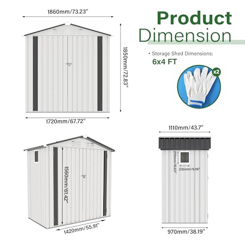 5'x3' Gray Metal Outdoor Storage Shed with Windows and Lockable Door V281879