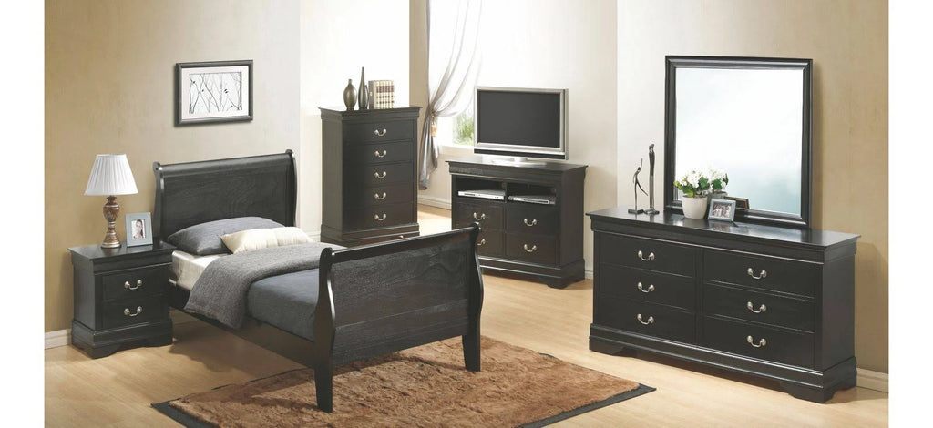 Twin Sleigh Bed in Black T31173