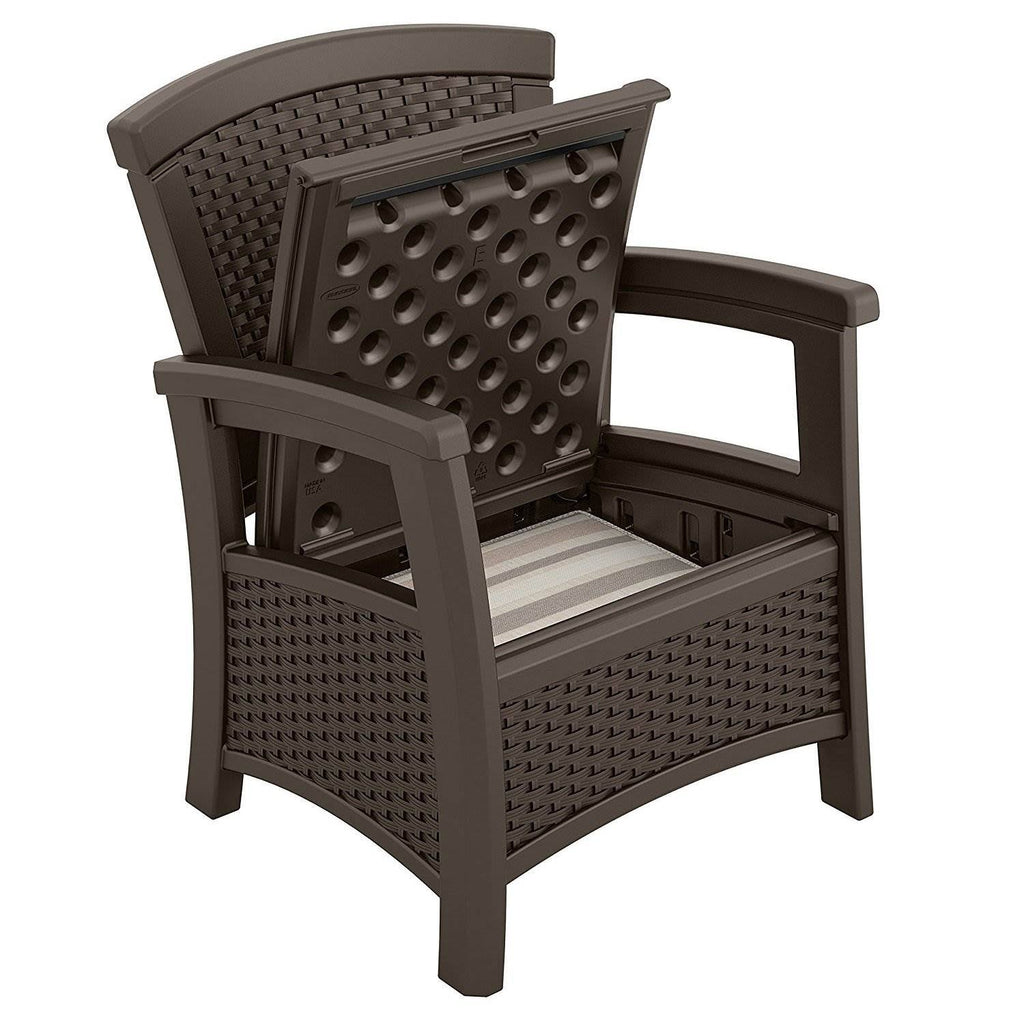 Resin Wicker Club Chair with Storage 2 Pack L284916