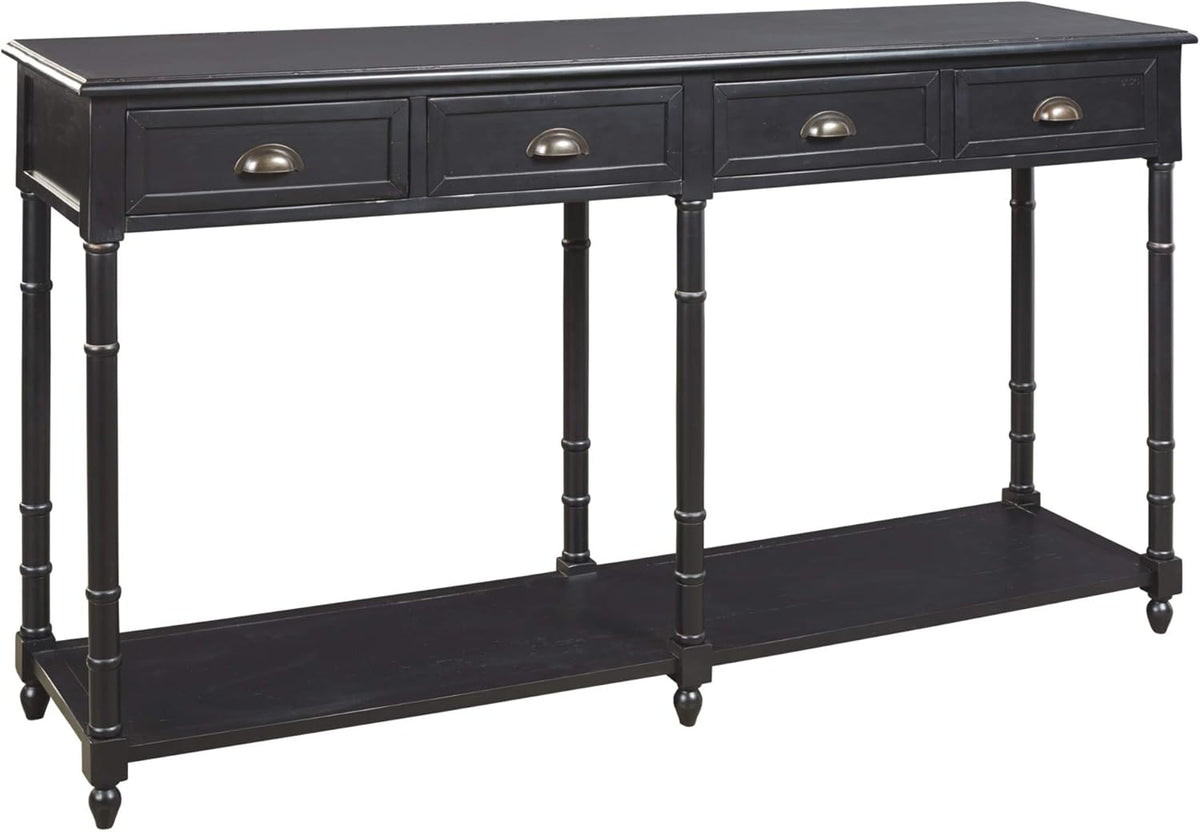 Black 4 Drawer Console Sofa Table T300