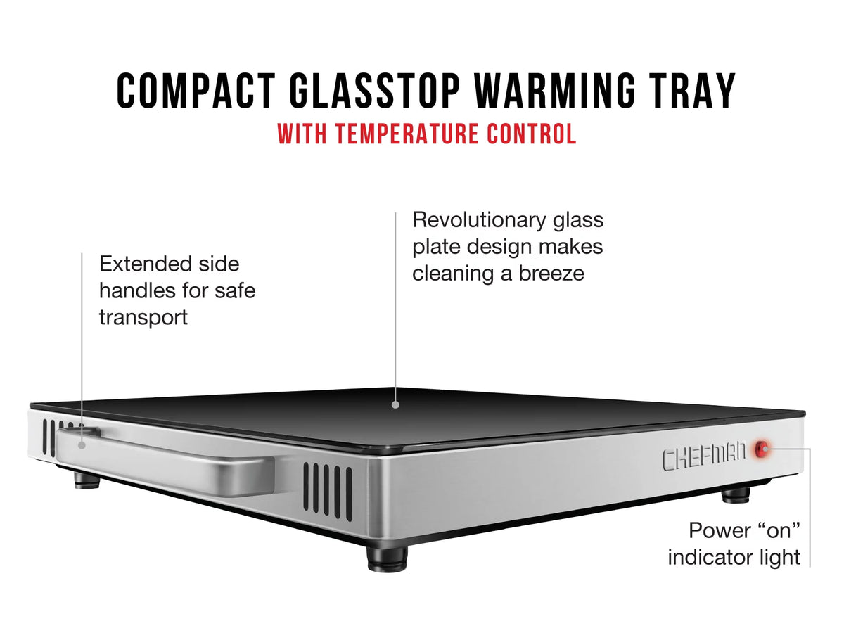 Compact Glasstop Warming Tray with Adjustable Temperature Control Y832