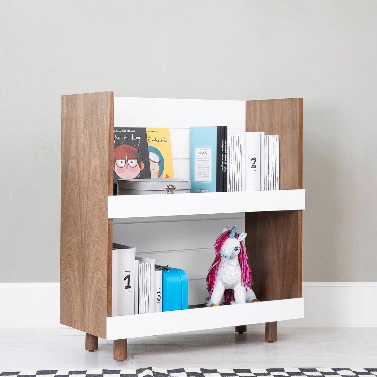 Walnut / Pacific Blue Kids Bookcase N460115