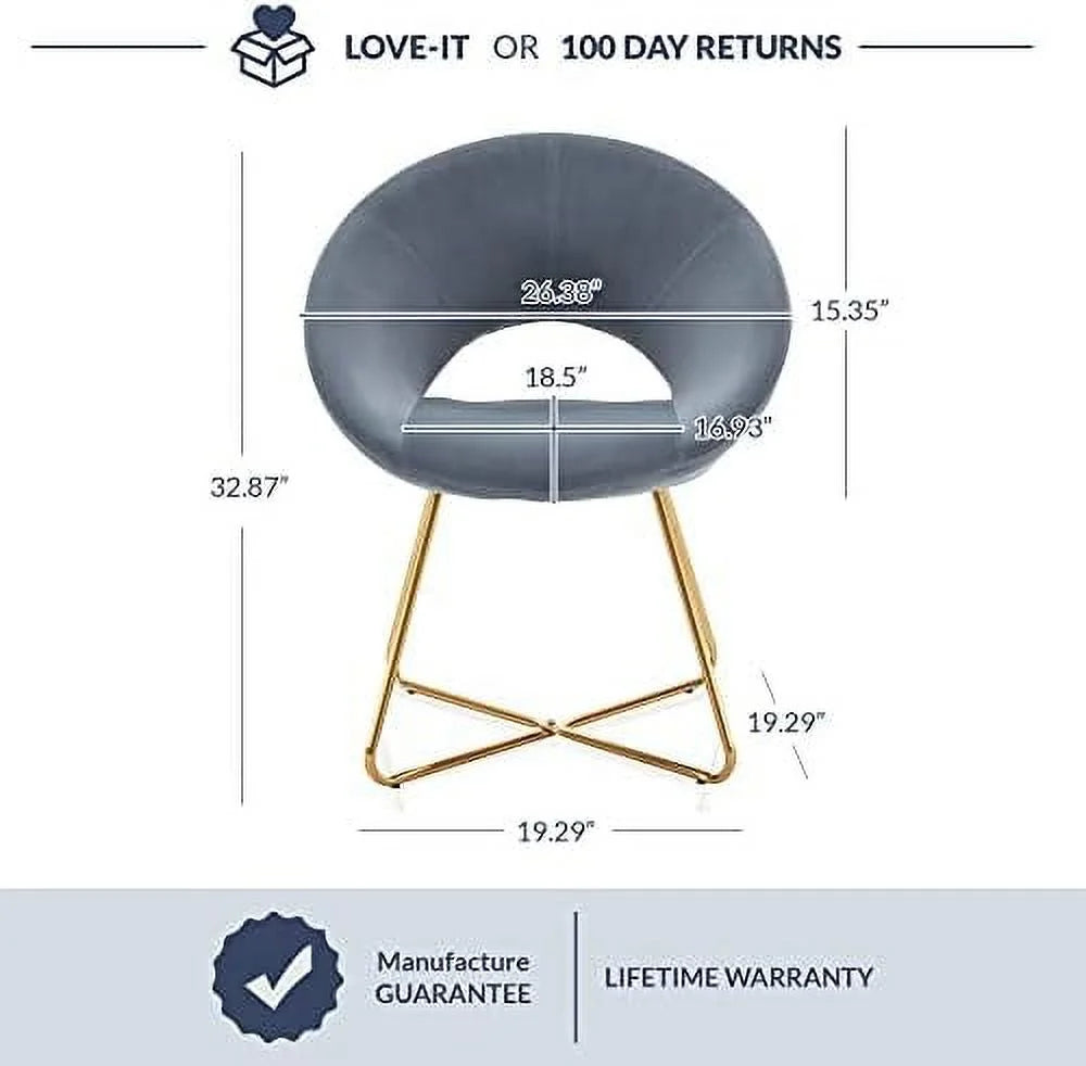 Velvet Accent Chair with Back Golden Metal Legs Q451224