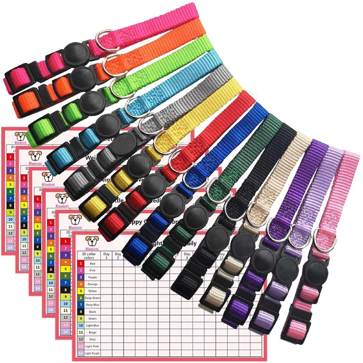 Soft Nylon Adjustable Breakaway Puppy ID Collar 14 Pc I290105