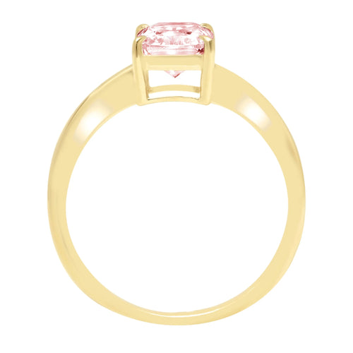 2.5ct Radiant Cut Pink Simulated Diamond 18k Yellow Gold Ring Size 10.5 K687