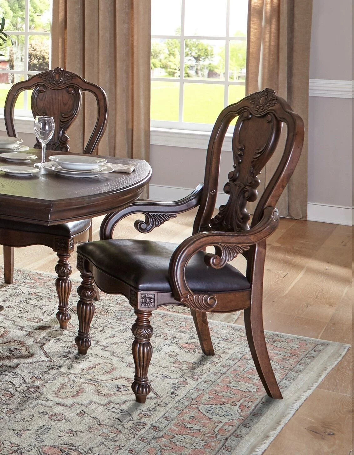9 Pc Dark Oak Dining Set Y9950