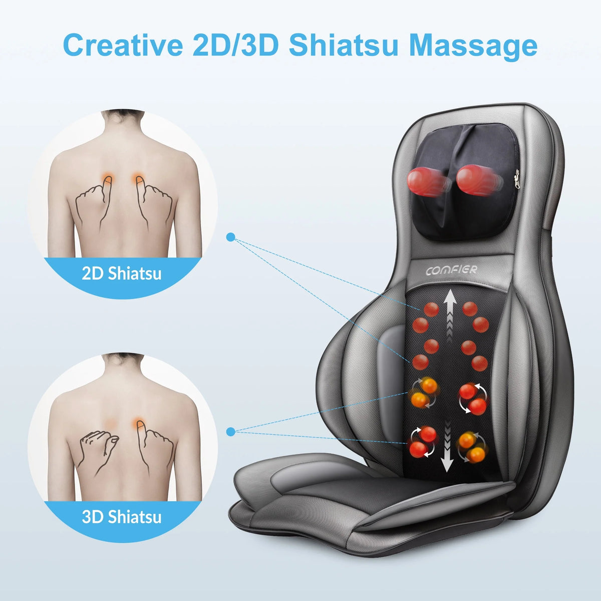 Black Shiatsu Massage Chair Pad M555