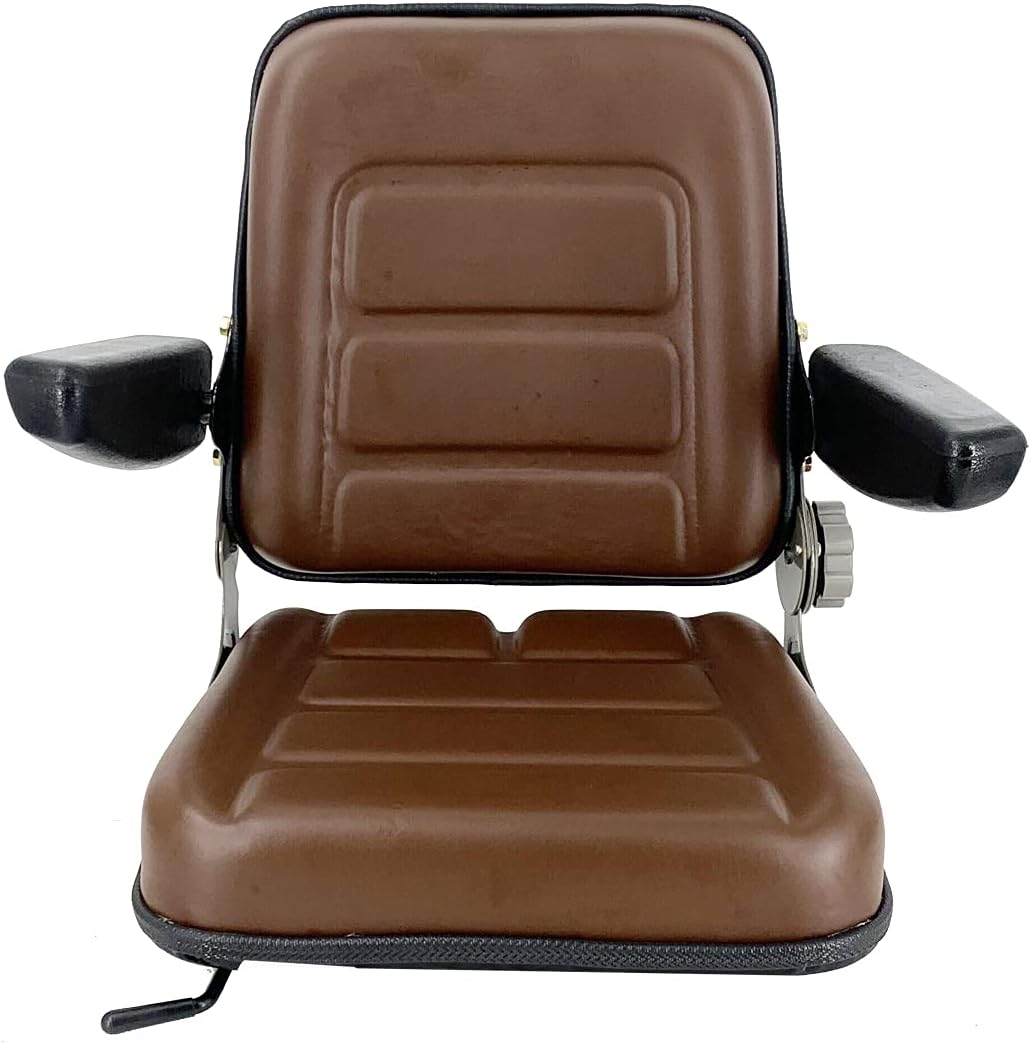 Brown PVC Forklift Seat with Adjustable Back and Armrest J822