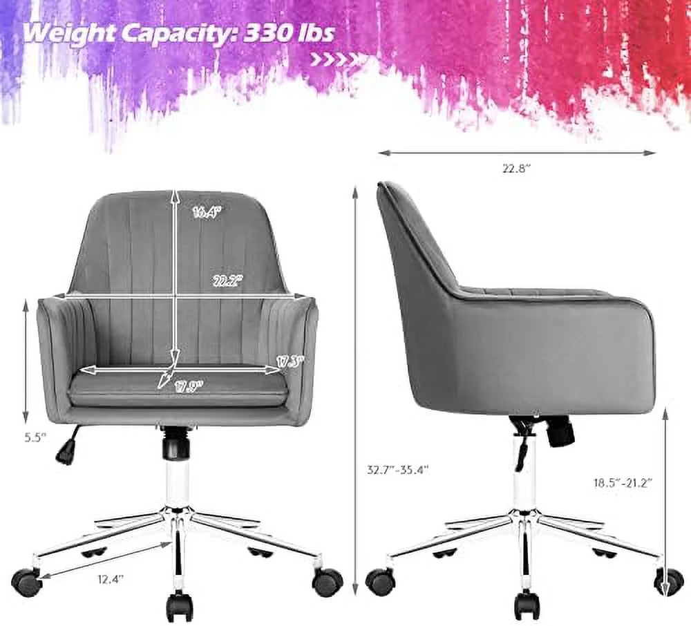 Blue Velvet Tufted Swivel Desk Chair C546726
