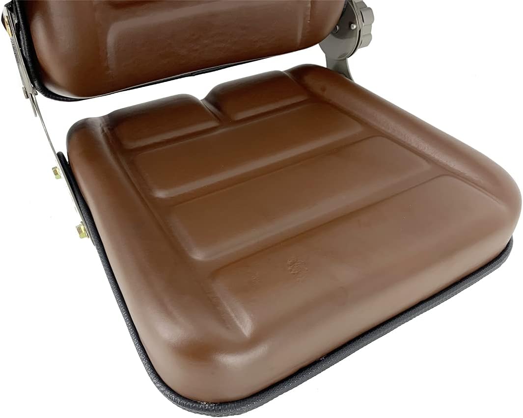 Brown PVC Forklift Seat with Adjustable Back and Armrest J822