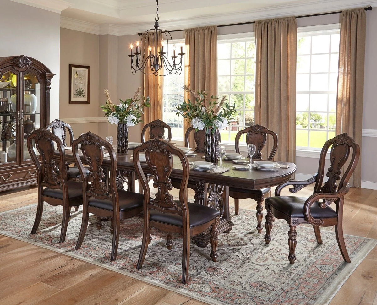 9 Pc Dark Oak Dining Set Y9950