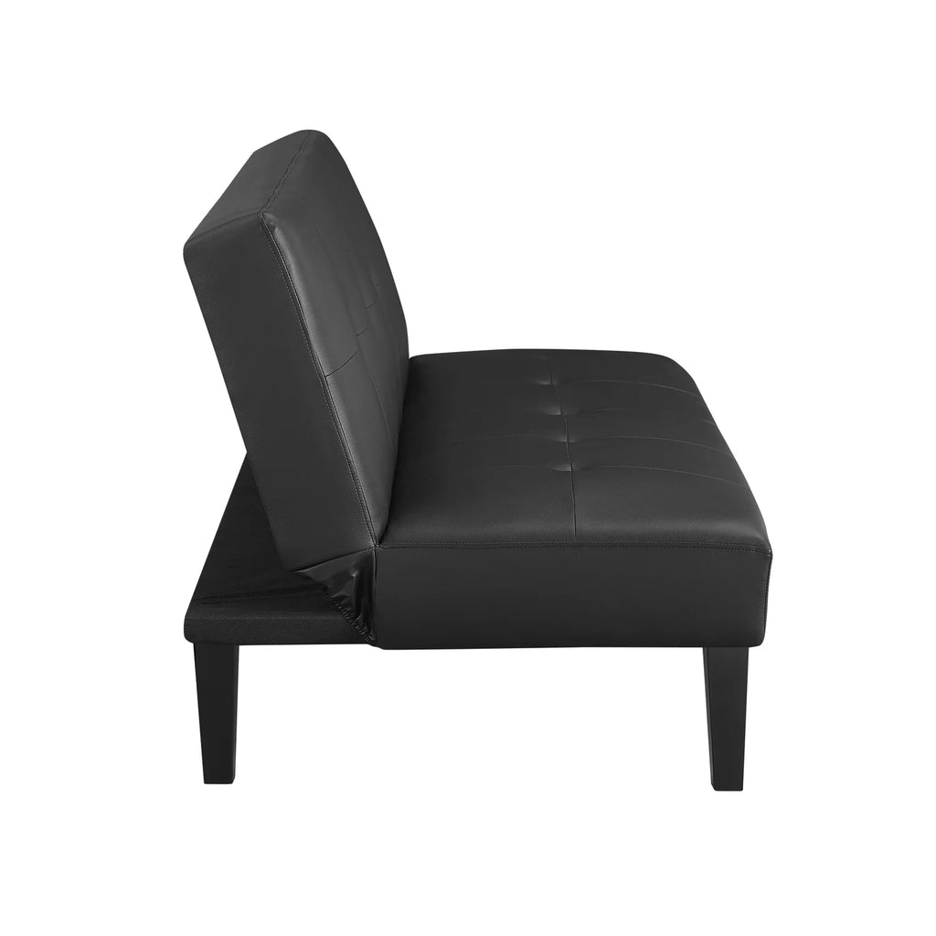 Black Faux Leather Convertible Futon Sofa Bed P462650