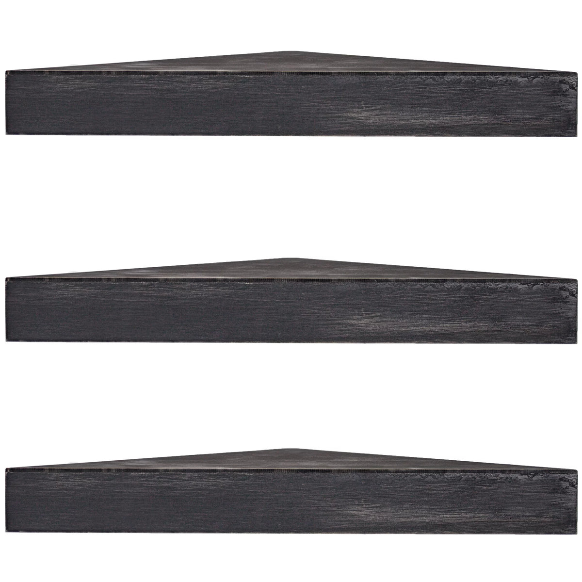 Black Set of 3 Wood Floating Corner Shelves M6148