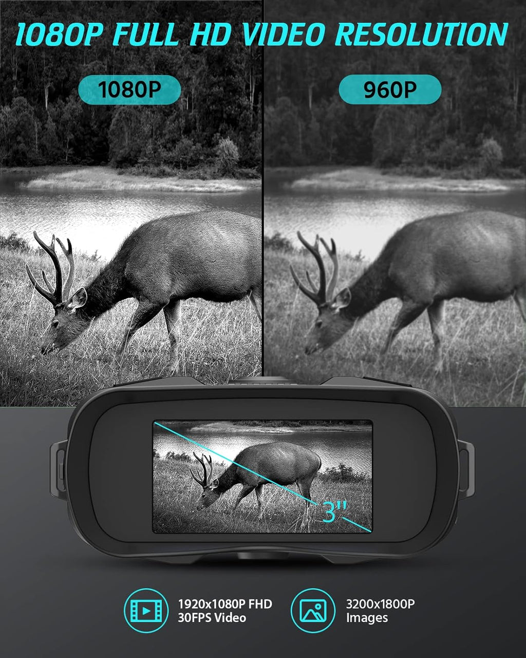 Digital Night Vision Binoculars with 1080p Video and 8x Digital Zoom C125