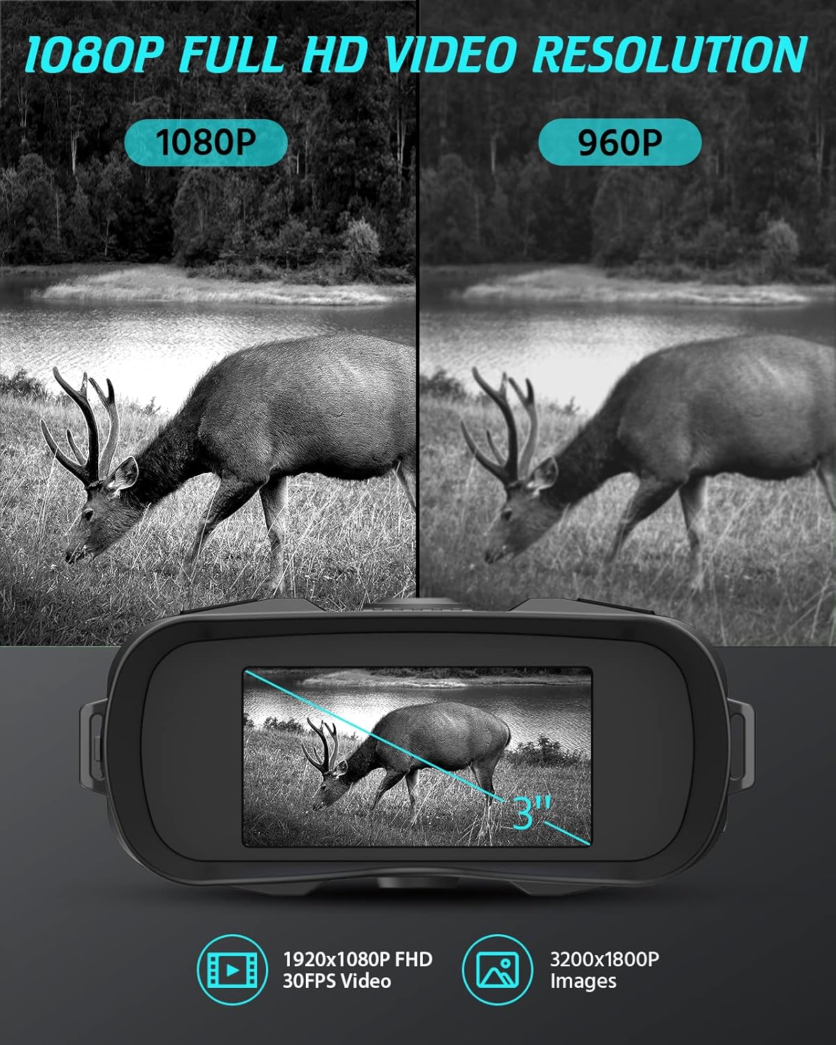 Digital Night Vision Binoculars with 1080p Video and 8x Digital Zoom C125