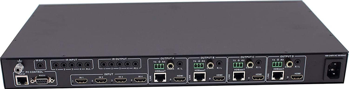 4x4 HDMI Extender Matrix with HDR Switcher & IR Control, RS-232, Loop Out, 4 Receivers Included B404056