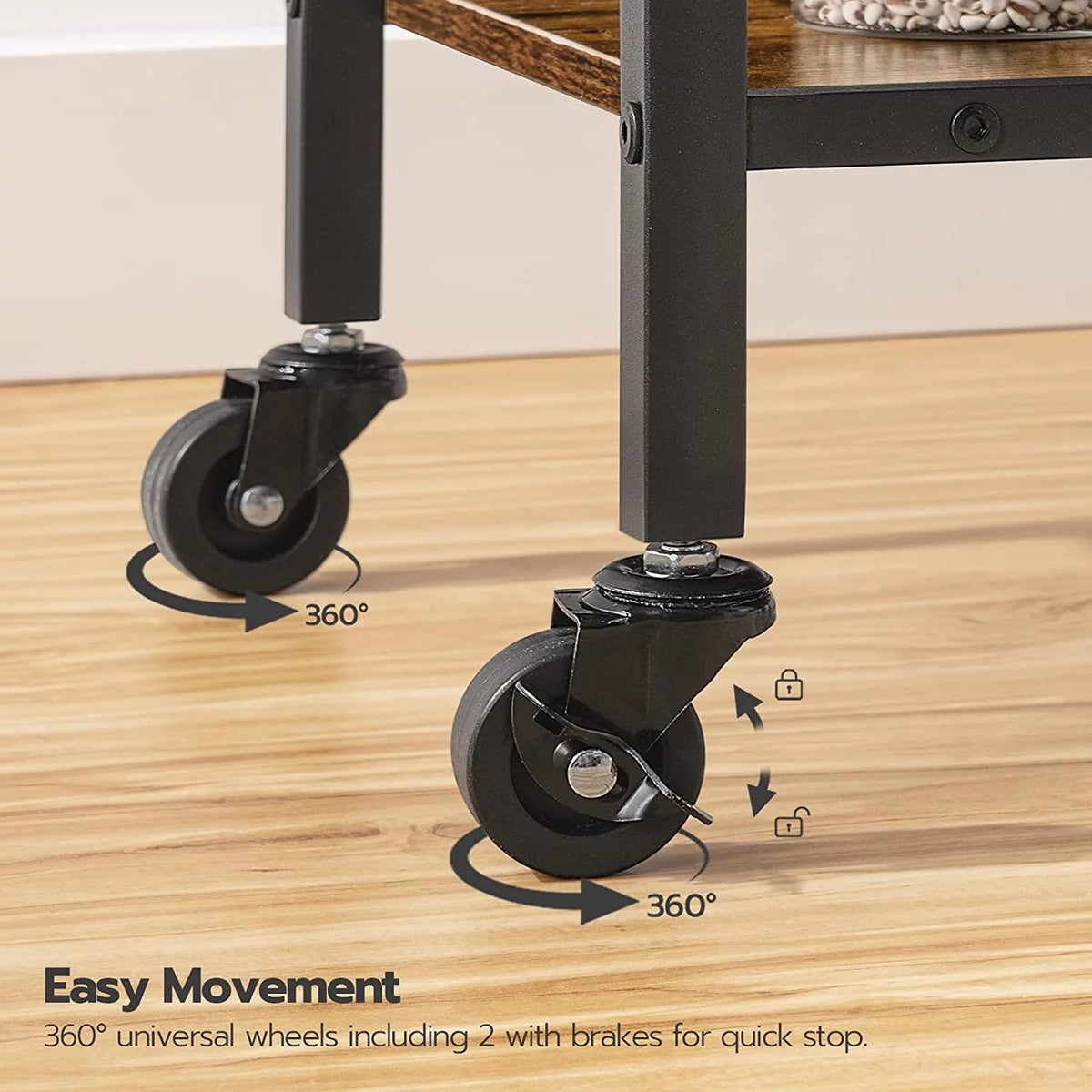 3-Tier Bar Cart with Wheels and Wine Rack X576637