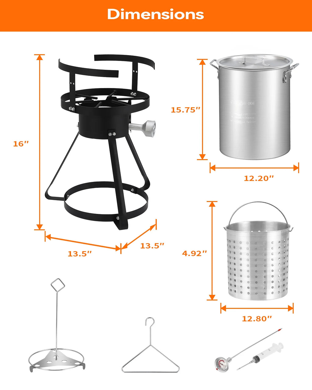 Outdoor Propane Stove Kit, 54,000 BTU, 30QT Turkey Fryer with Basket Z8382