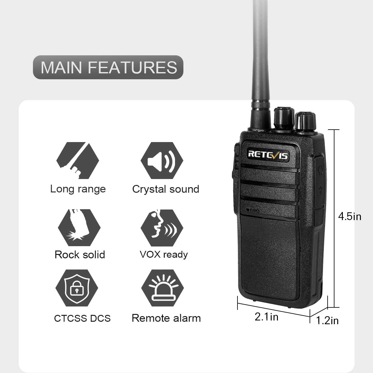 Case of 4 Rechargeable Two Way Radios 16 Channels VOX Hands Free U174025
